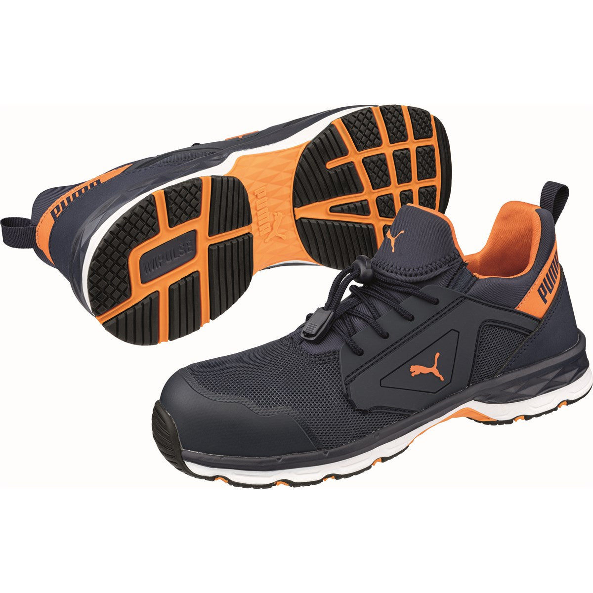 PUMA Safety MOTION PROTECT CHASE LOW S1PS ESD Textile Safety Trainers - Blue/Orange