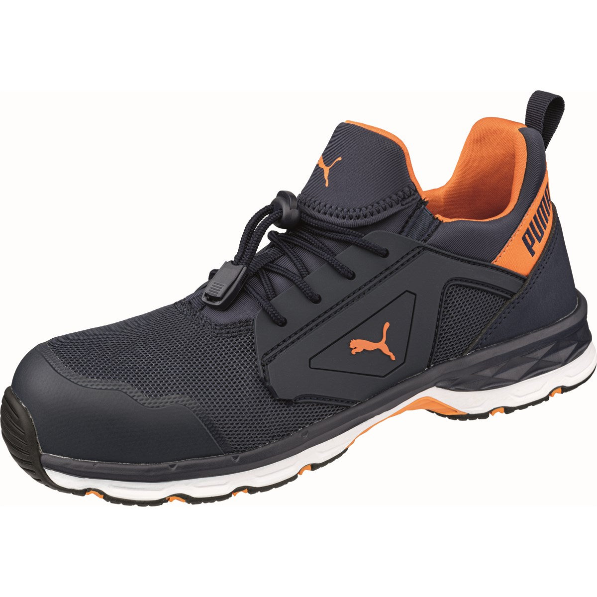 PUMA Safety MOTION PROTECT CHASE LOW S1PS ESD Textile Safety Trainers - Blue/Orange