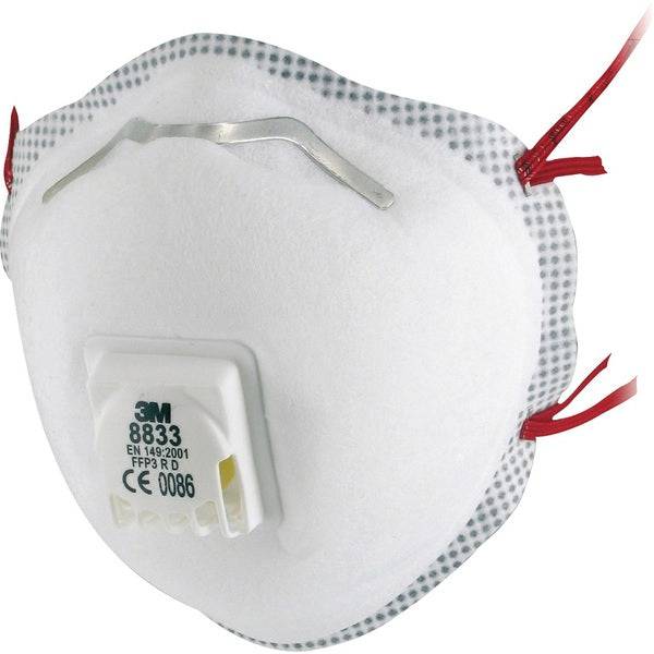 3M 8833 FFP3 Disposable Cup Shaped Half Face Mask with Valve (Pack of 10) - SecureHeights