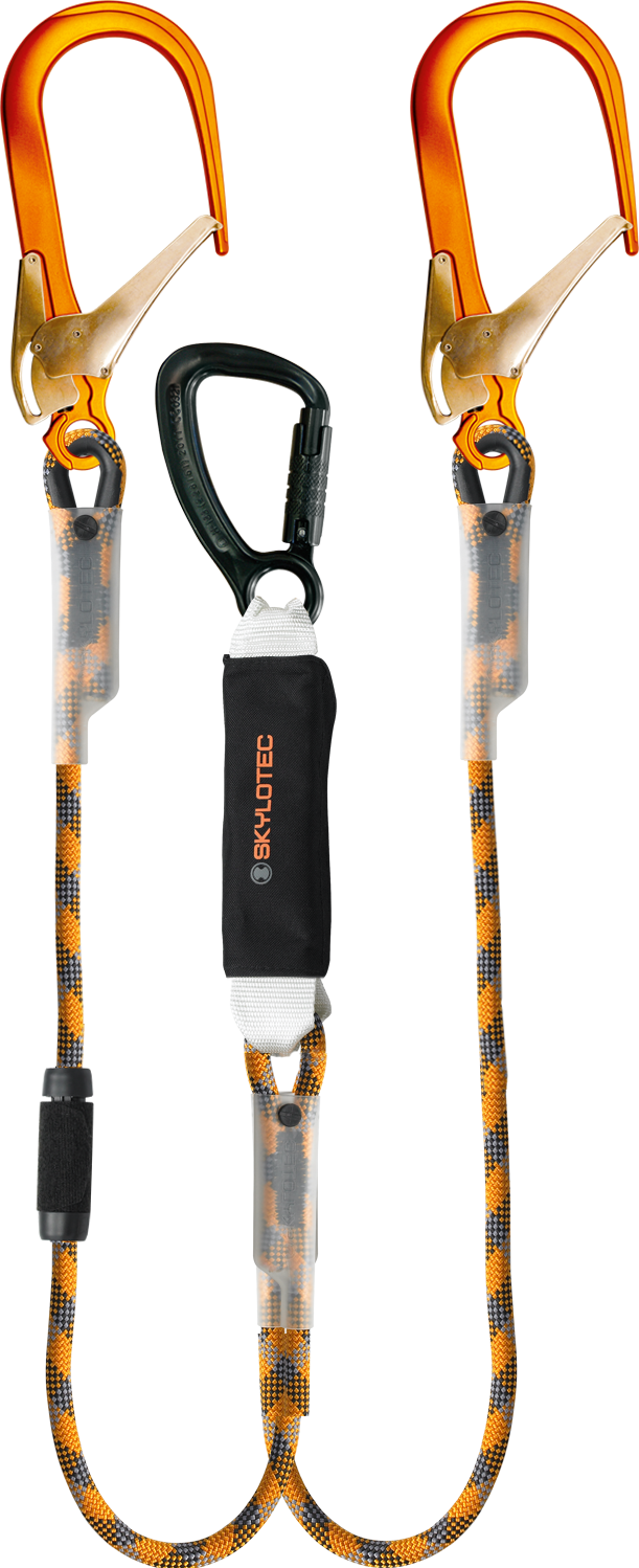 Skylotec BFD Y SK12 Twin Leg Rope Lanyard with 110mm Scaffold Hooks 1.5m-2m - SecureHeights