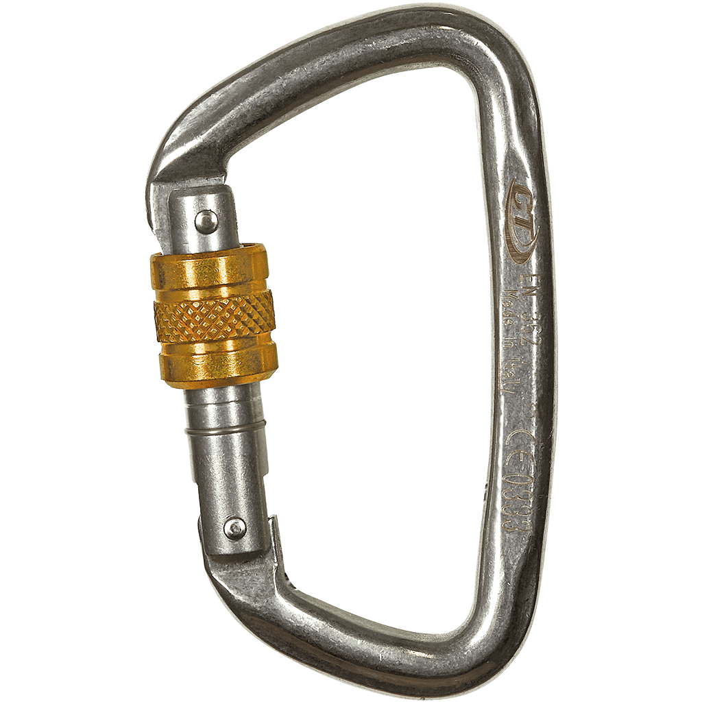 Climbing Technology D-SHAPE S-STEEL SG Stainless Steel Screwgate Carabiner 4C52800 - SecureHeights