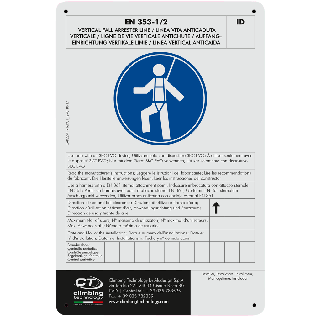 Climbing Technology DISPLAY Vertical System Identification Sign 0F716HA - SecureHeights