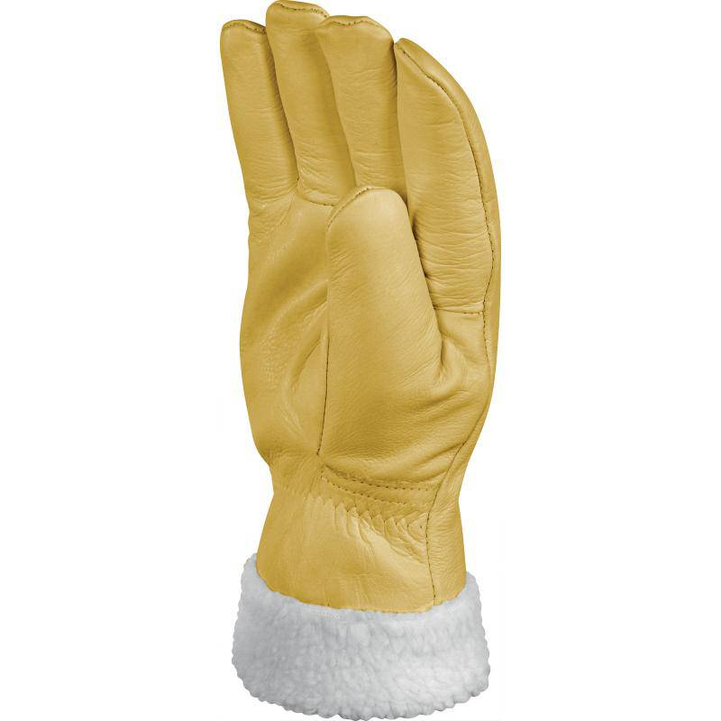 DeltaPlus FBF15 Cowhide Full Grain Leather Safety Gloves with Fleece Lined Cuffs (3 Pairs) - SecureHeights