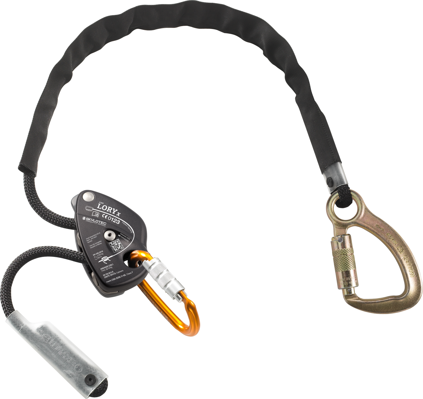Skylotec LORY X Single Leg Adjustable Lanyard with KOBRA TRI and OVALOY TRI Carabiners 1.5m-30m - SecureHeights