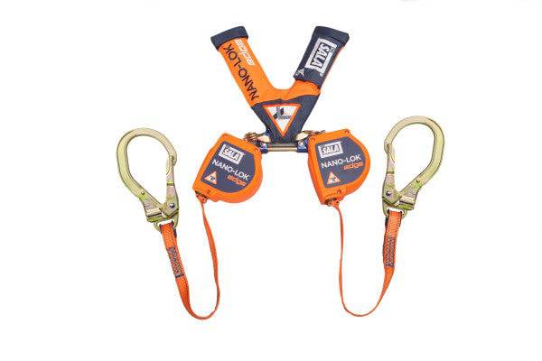 3M DBI SALA Nano-Lok Edge 2.5m Twin Leg Web Self Retracting Lifeline with Rebar Lock Hook 3101448 - SecureHeights