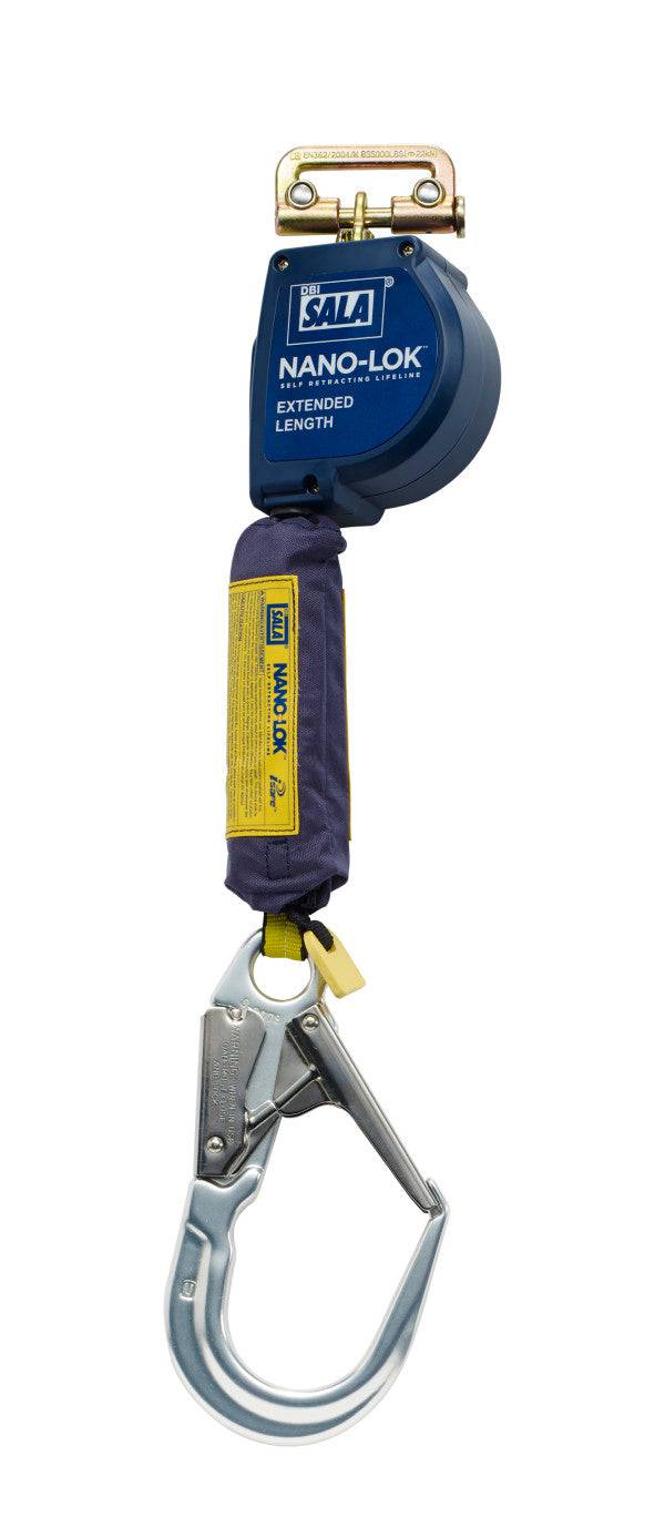 3M DBI SALA Nano-Lok XL 2.8m Extended Single Leg Quick Connect Web Self Retracting Lifeline with Scaffold Hook 3101644 - SecureHeights