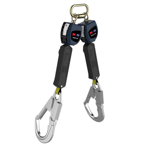 3M DBI SALA Nano-Lok 1.95m Twin Leg Web Self Retracting Lifeline with Aluminium Hooks 3101316 - SecureHeights