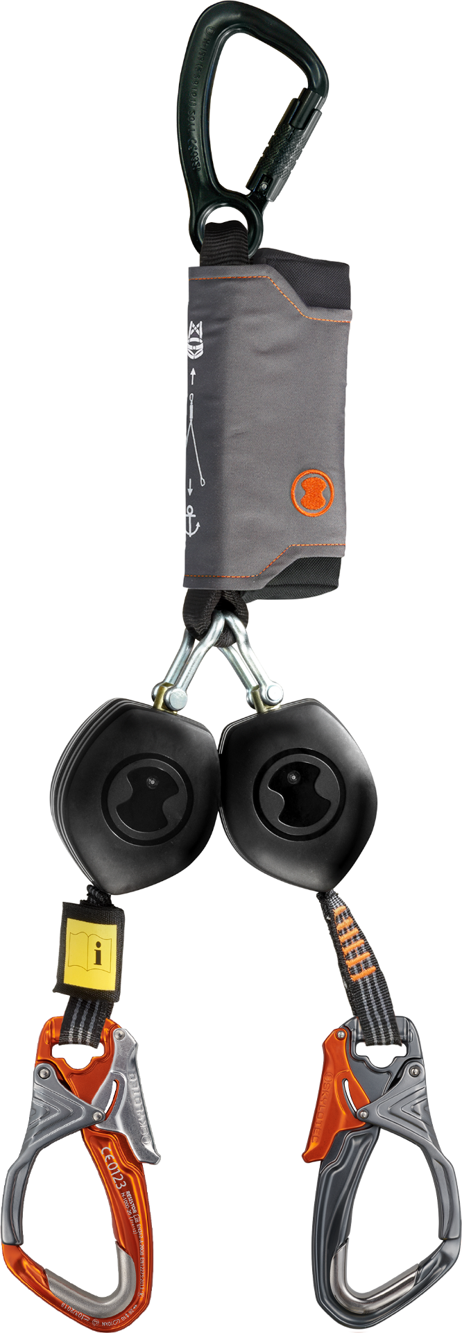 Skylotec PEANUT Y 1.8m Twin Leg Self Retracting Lifeline with 31mm Scaffold Hooks HSG-022-1,8-7 - SecureHeights