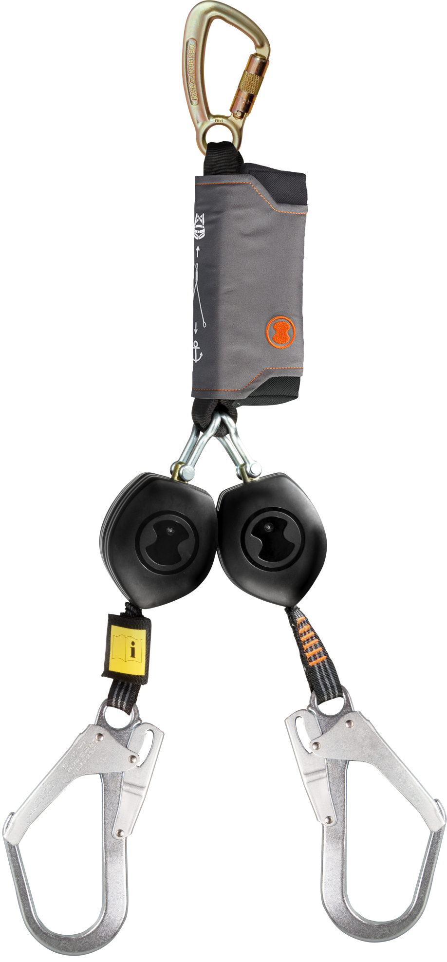Skylotec PEANUT Y 1.8m Twin Leg Self Retracting Lifeline with 50mm Scaffold Hooks HSG-022-1,8-3 - SecureHeights