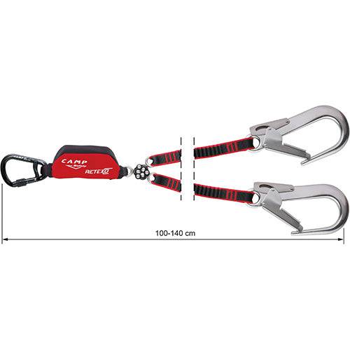 CAMP Safety RETEXO GYRO REWIND 100cm-140cm Twin Leg Edge Tested Elastic Lanyard with 60mm Hooks 7250207 - SecureHeights