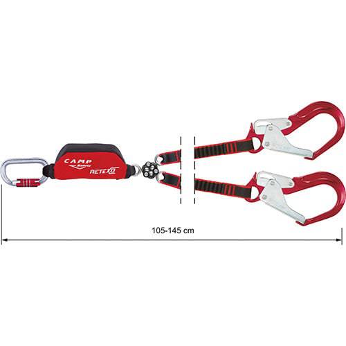 CAMP Safety RETEXO GYRO REWIND 105cm-145cm Twin Leg Edge Tested Elastic Lanyard with 62mm Hooks 7250209 - SecureHeights