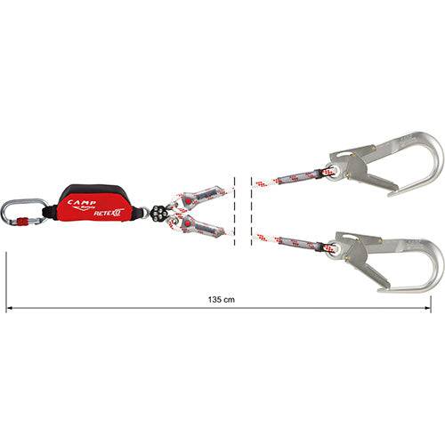 CAMP Safety RETEXO GYRO ROPE 135cm Twin Leg Edge Tested Rope Lanyard with 60mm Hooks 5250202 - SecureHeights
