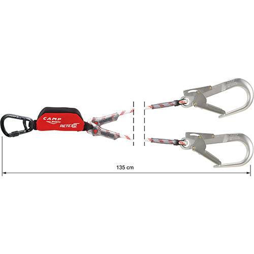 CAMP Safety RETEXO ROPE 135cm Twin Leg Edge Tested Rope Lanyard with 60mm Hooks 5050203 - SecureHeights