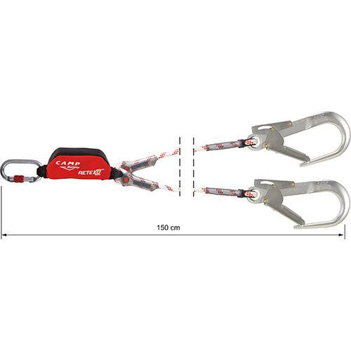 CAMP Safety RETEXO ROPE 150cm Twin Leg Edge Tested Rope Lanyard with 60mm Hooks 5050204 - SecureHeights