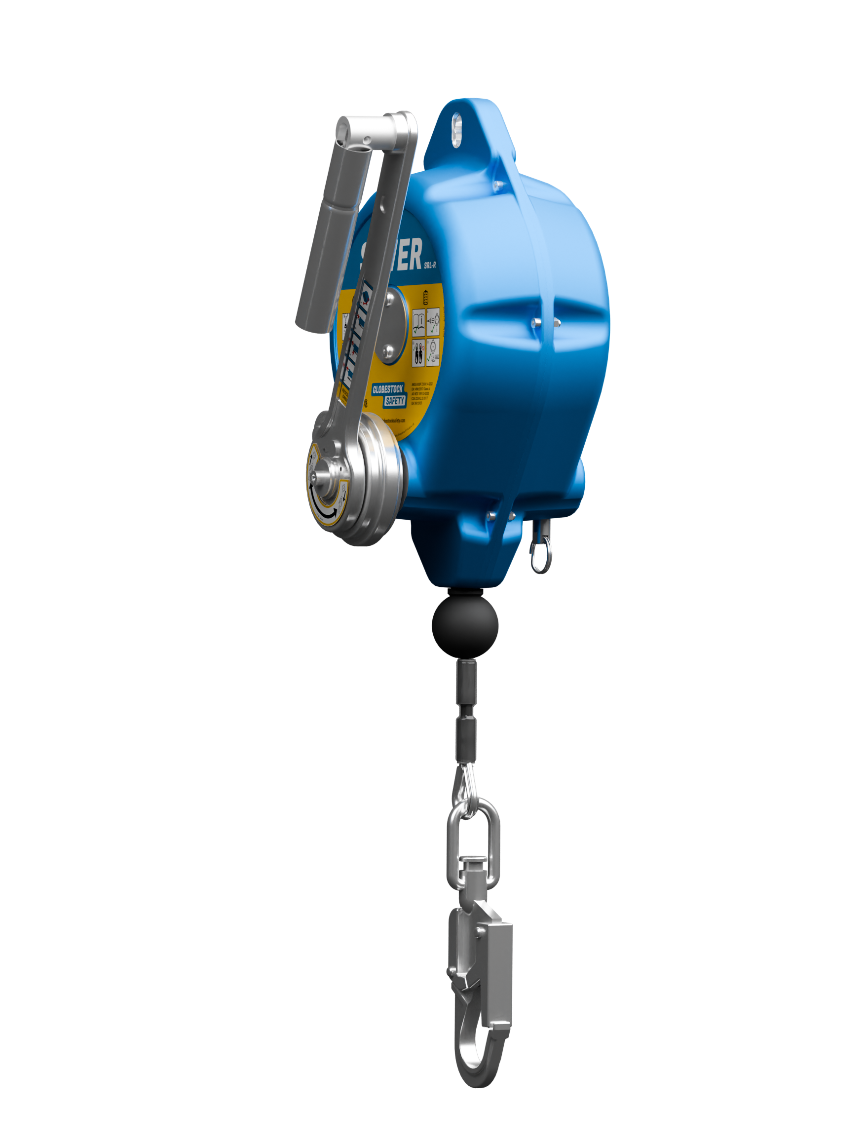 Globestock SAVER Stainless Steel Cable Fall Arrest Block with Rescue Winch 10m-25m - SecureHeights