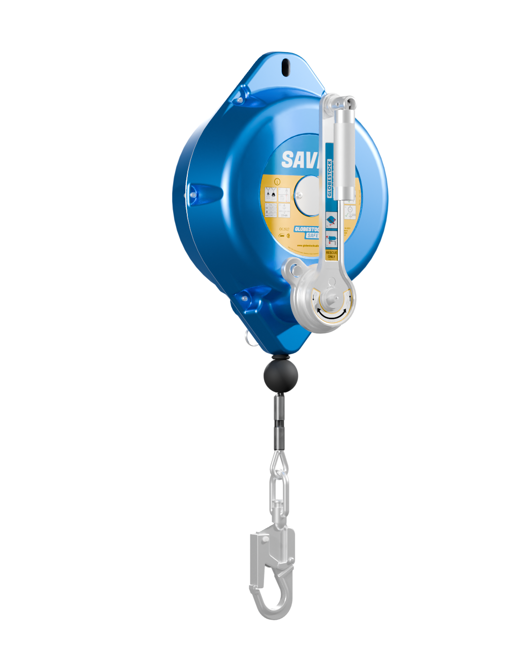 Globestock SAVER Stainless Steel Cable Fall Arrest Block with Rescue Winch 10m-25m - SecureHeights