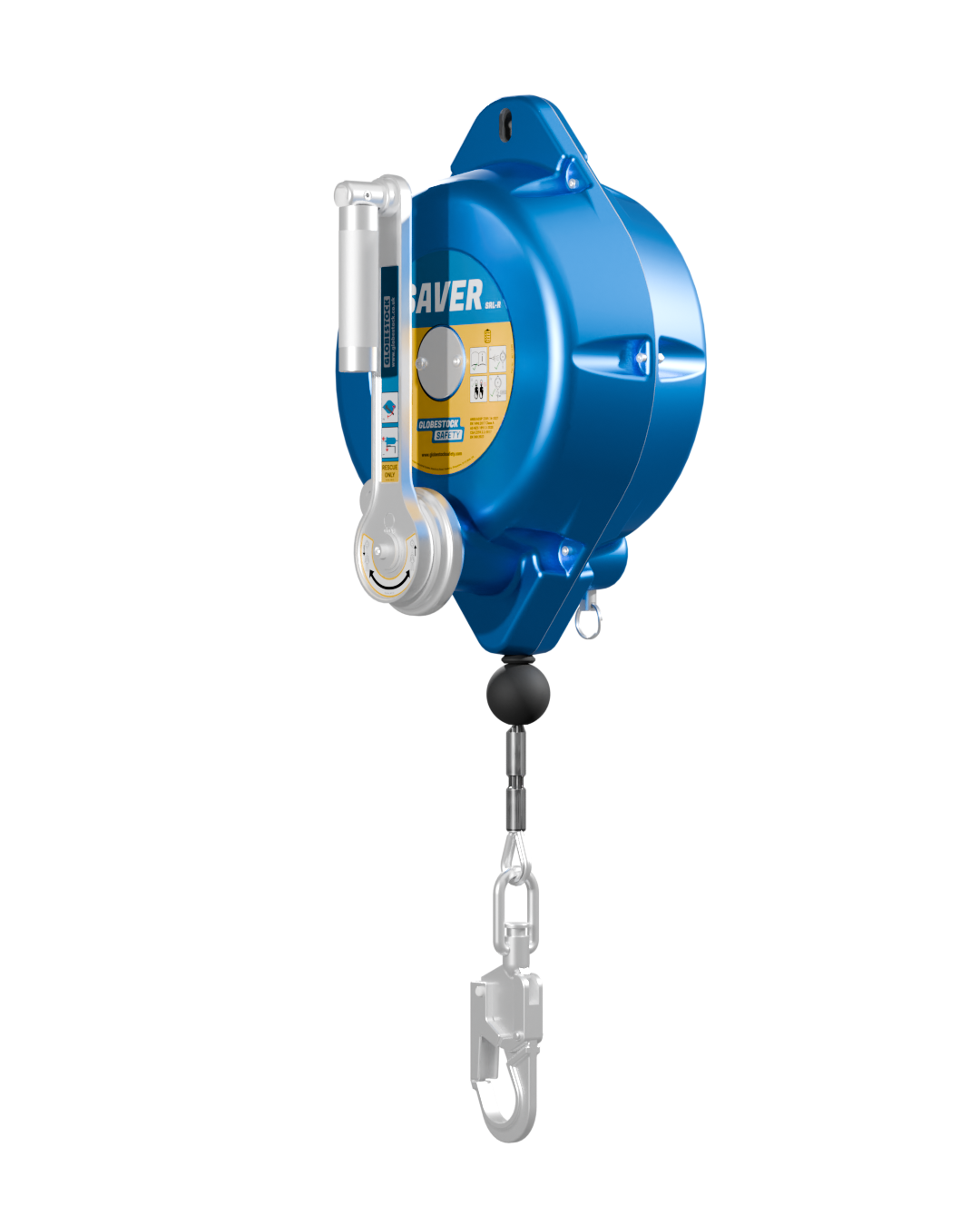 Globestock SAVER Stainless Steel Cable Fall Arrest Block with Rescue Winch 10m-25m - SecureHeights