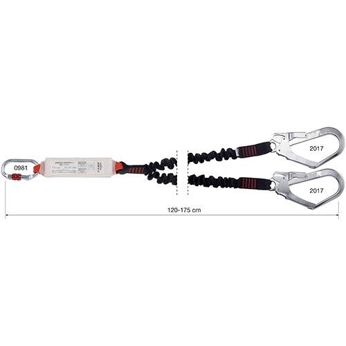 CAMP Safety SHOCK ABSORBER REWIND 120cm-175cm Twin Leg Elastic Lanyard with 53mm Safety Hooks 7030201 - SecureHeights