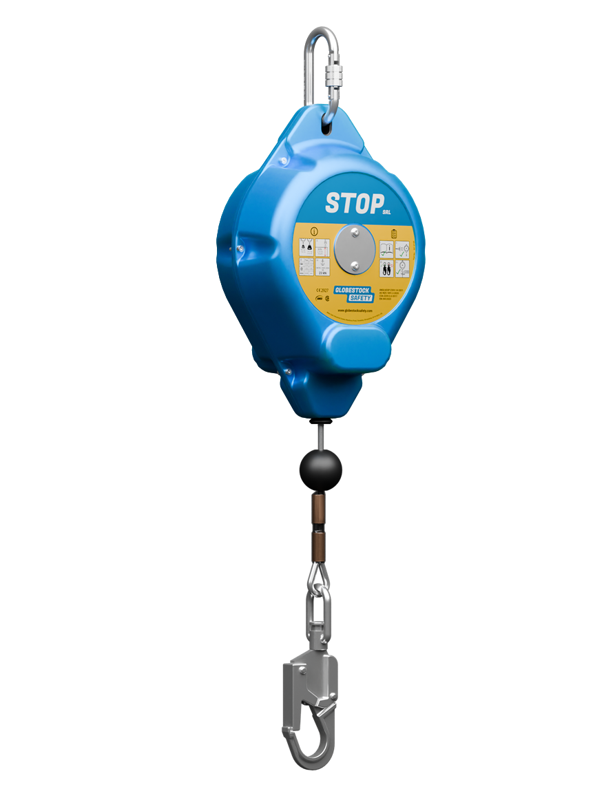 Globestock STOP Galvanised Cable Fall Arrest Block with Zinc Plated Steel Snap Hook 14m-30m - SecureHeights
