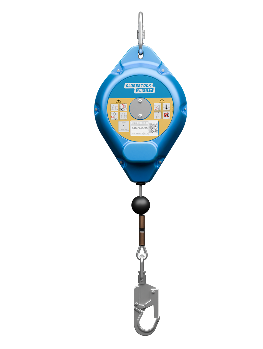 Globestock STOP Galvanised Cable Fall Arrest Block with Zinc Plated Steel Snap Hook 14m-30m - SecureHeights