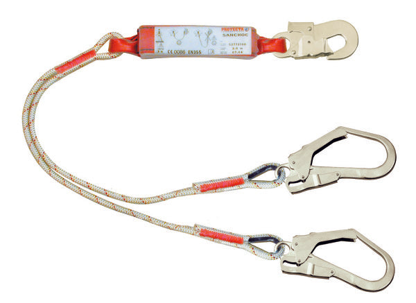 3M Protecta Sanchoc 1.8m Twin Leg Rope Shock Absorbing Lanyard with Snap Hook AE532/3 - SecureHeights