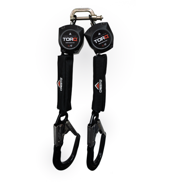 Abtech Safety TORQ TWIN MICRO 2m Twin Leg Webbing Self Retracting Lifeline with Scaffold Hook H2.0-T-9680 - SecureHeights