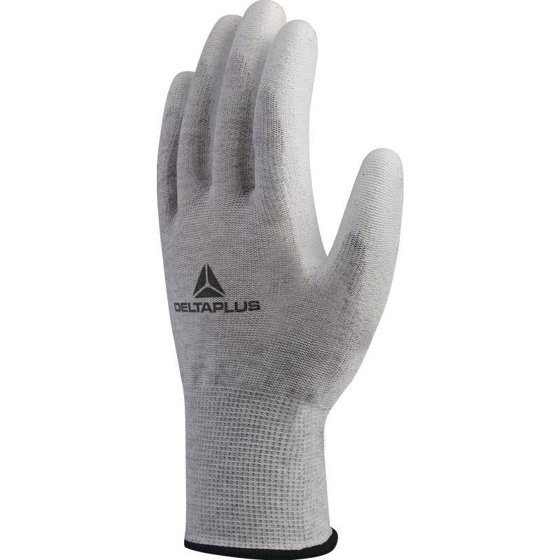 DeltaPlus VE702PESD PU Coated Palm 13 Gauge Antistatic Carbon Polyester Knitted Safety Gloves (20 Pairs) - SecureHeights