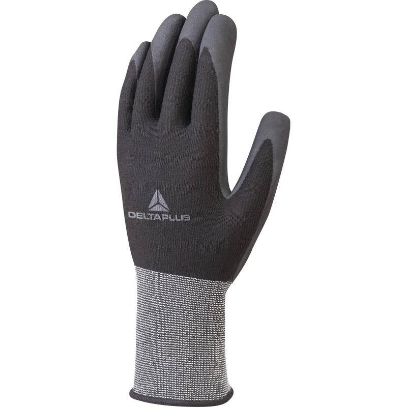 DeltaPlus VE723NO Nitrile Foam Coated Palm 15 Gauge Polyester/Spandex Knitted General Handling Gloves (10 Pairs) - SecureHeights