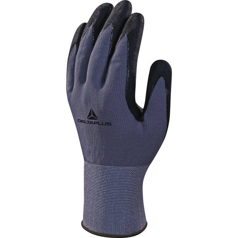 DeltaPlus VE726 Nitrile/PU Coated Palm 15 Gauge Polyamide Spandex Knitted General Handling Gloves (10 Pairs) - SecureHeights