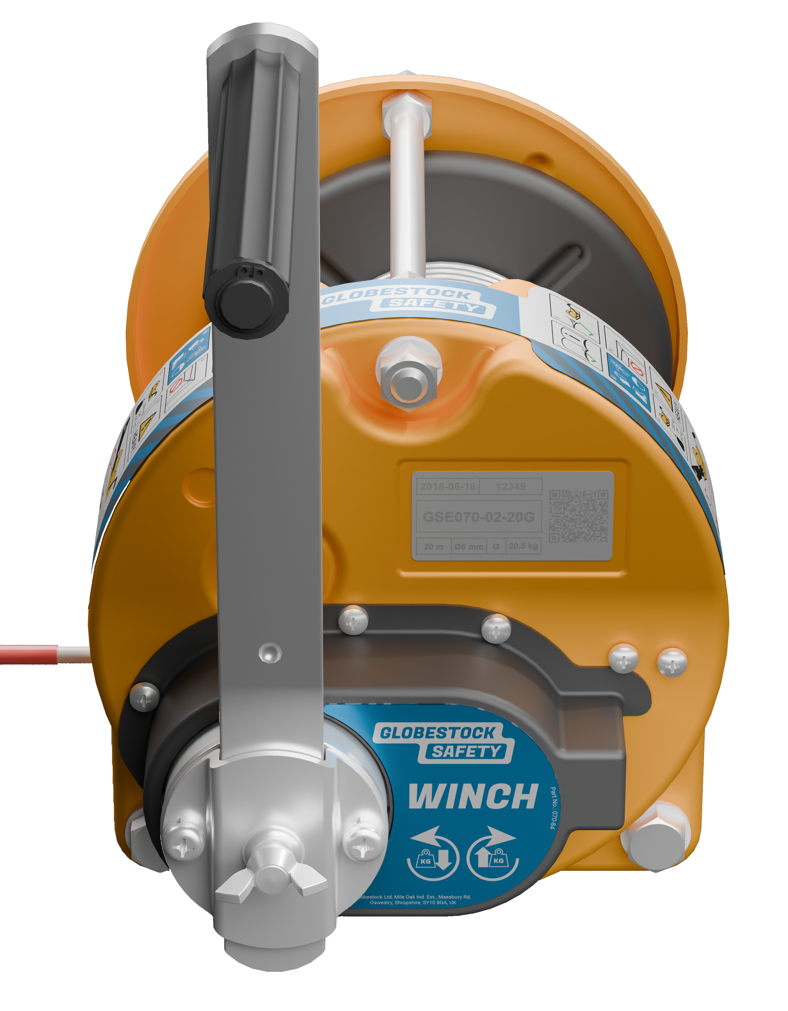 Globestock WINCH 250kg MWL Galvanised Cable Personnel Winch 20m-40m - SecureHeights