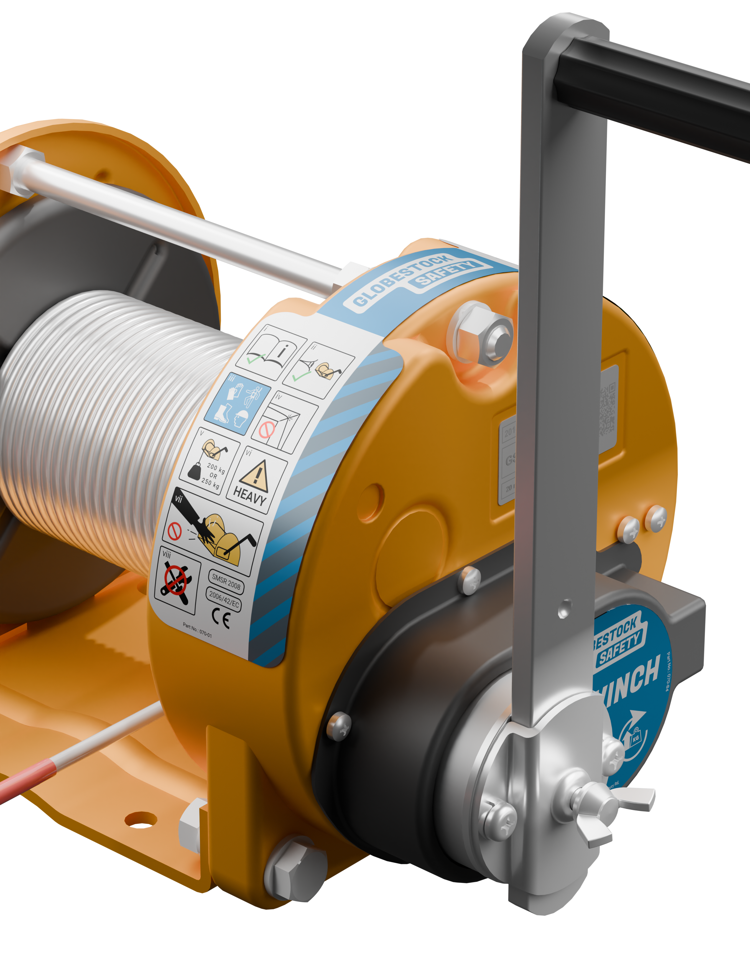 Globestock WINCH 250kg MWL Galvanised Cable Personnel Winch 20m-40m - SecureHeights