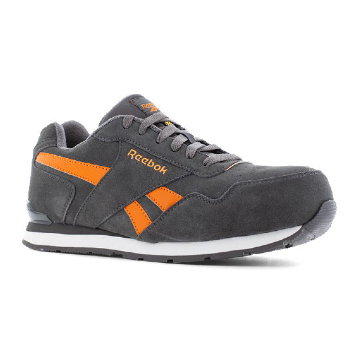 Reebok ROYAL GLIDE SAFETY IB1091 S1PS ESD Suede Leather Safety Trainers - Grey/Orange
